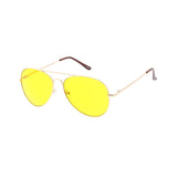 Metal Aviator Sunglasses Spring Temples with Yellow Lens