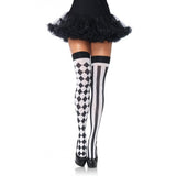 Harlequin Thigh Highs One Size Black/White