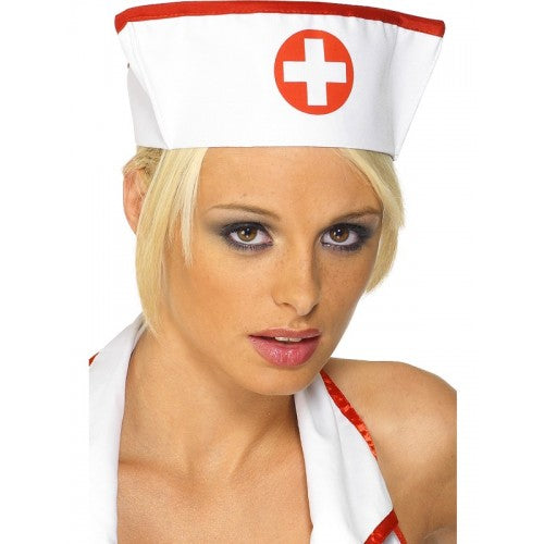 Nurse Hat Fabric with Elastic White