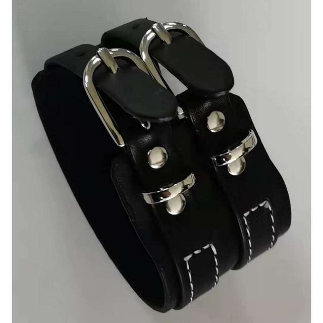 Punk Wrist Band leatherlike Bracelet- Black