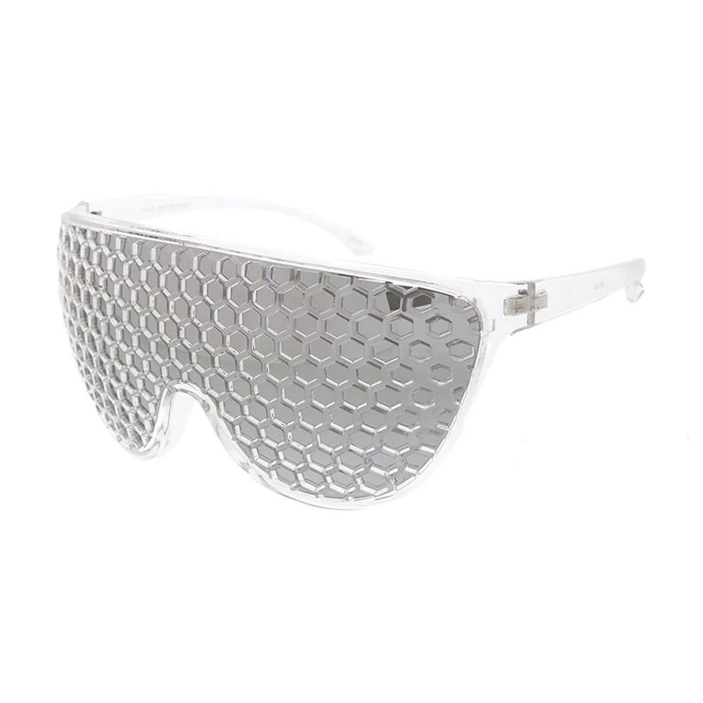 Honeycomb Sunglasses Plastic Large Teardrop Shield Frame- Assorted