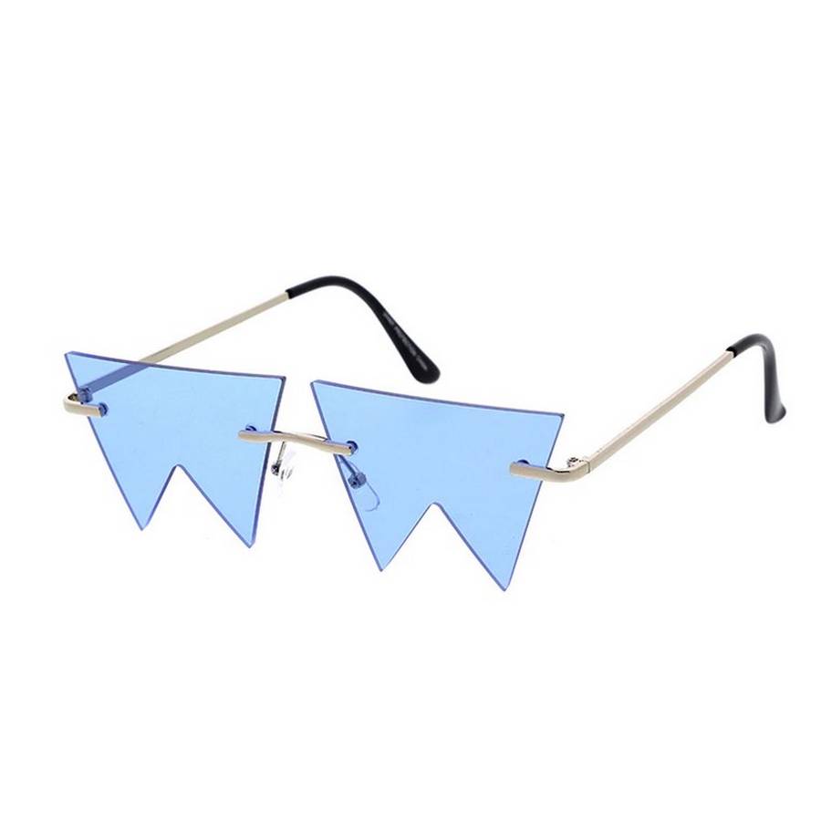 Unisex Metal Small Zig Zag Rimless Novelty Frame Assorted