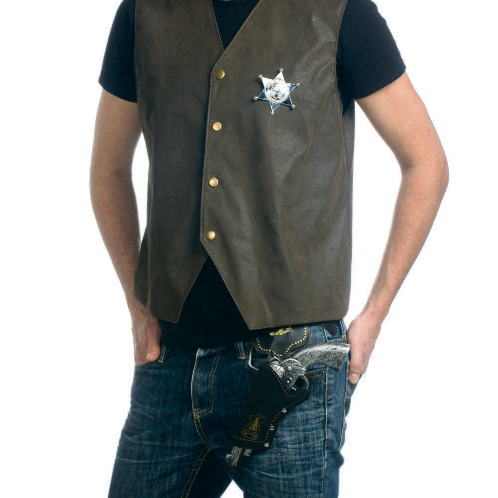 Cowboy Set Silver - 10" Toy Gun, Holster, Belt & Badge Silver