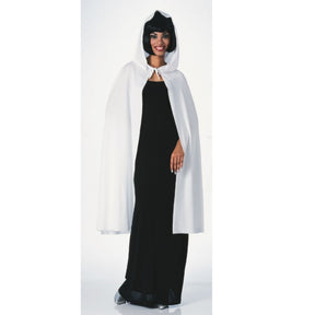 45" White HOODED CAPE White