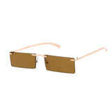 Unisex Metal Small Rimless Rectangular Vintage