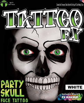 PARTY SKULL FACE TATTOO WHITE