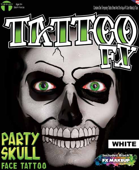PARTY SKULL FACE TATTOO WHITE