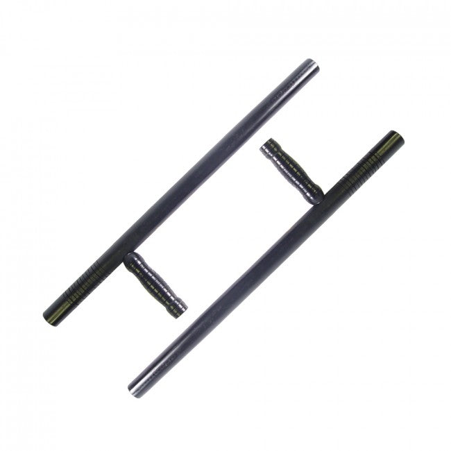 Pair of Wooden Tonfas with Grooved Handles - Black