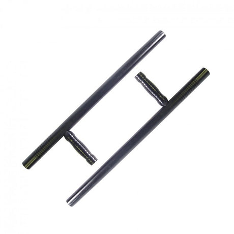 Pair of Wooden Tonfas with Grooved Handles - Black