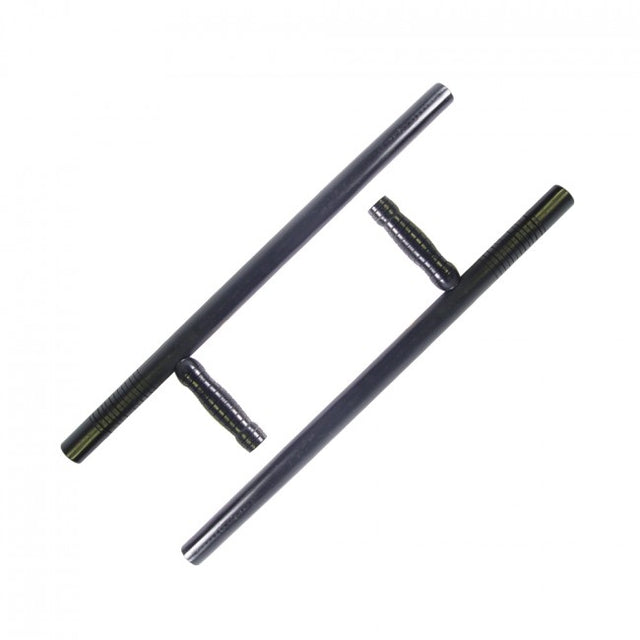 Pair of Wooden Tonfas with Grooved Handles - Black