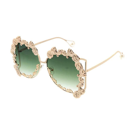 Large Rounded Open Temple Glasses Metal Frame with Accents - Assorted