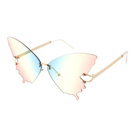 Large Butterfly Shaped Glasses Women Metal Frame - Assorted