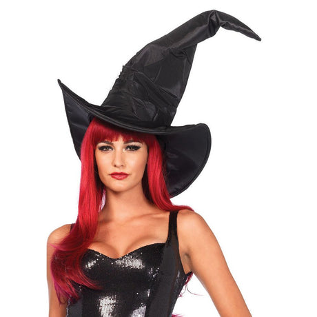 Large Ruched Witch Hat - O.S. - Black