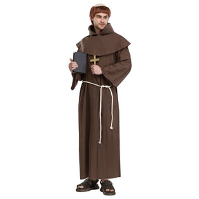 Medieval MONK Costume with WIG - O.S.