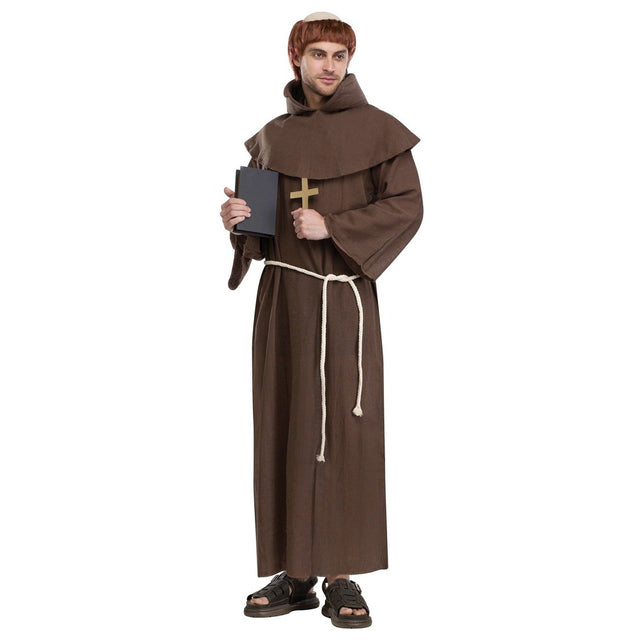 Medieval MONK Costume with WIG - O.S.