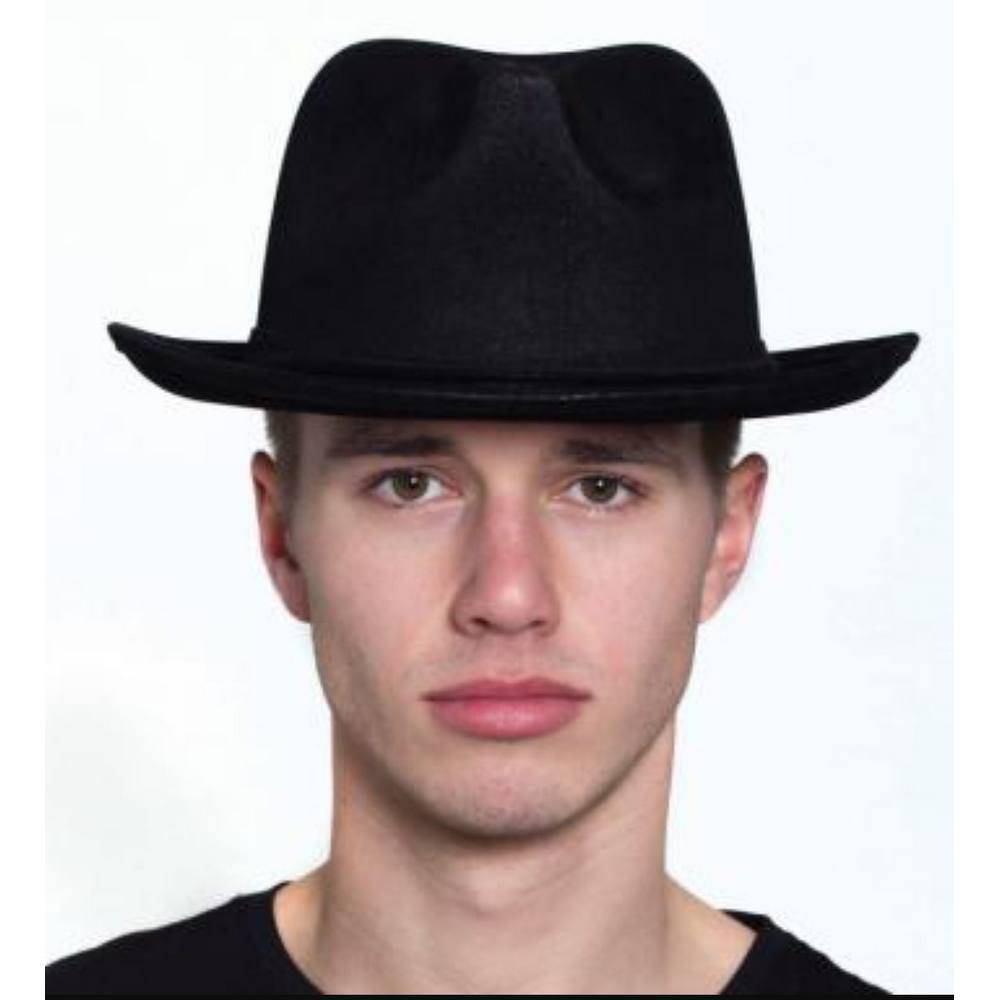 Leatherlike Gangster Hat Black