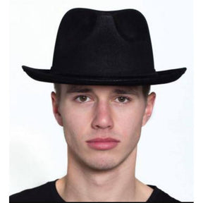 Leatherlike Gangster Hat Black