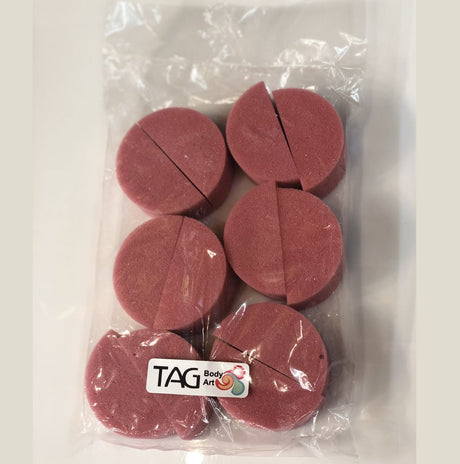 Tag Bag of 12 Pink half rounds makeup sponges SPPIW