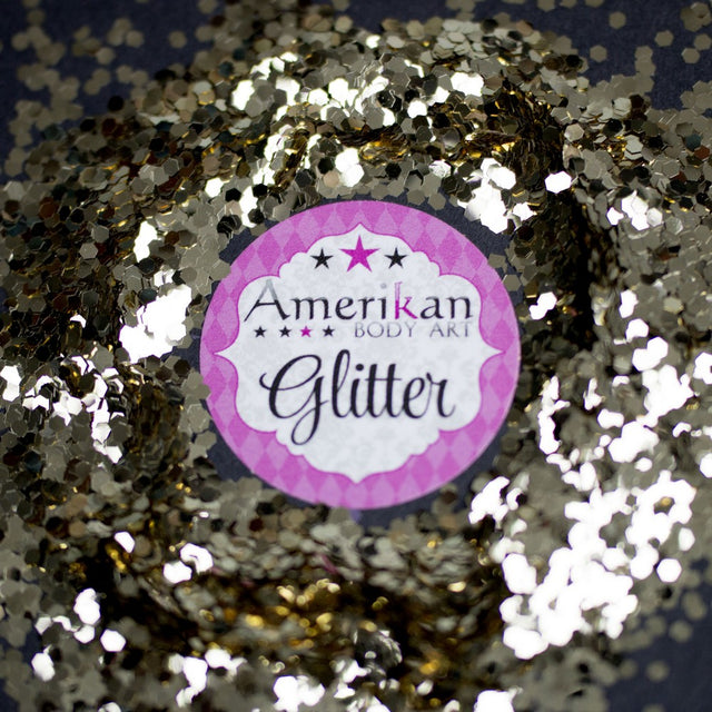 Amerikan Body Art Chunky Glitter 4oz Jars 0.062 Hex  Champagne Gold