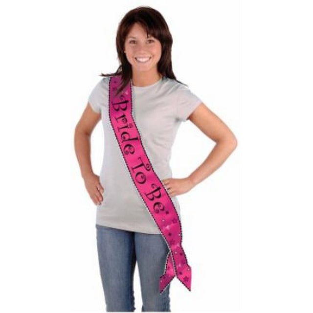BRIDE TO BE SASH PINK/BLACK