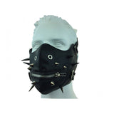 Leather mouth mask with spike and zip