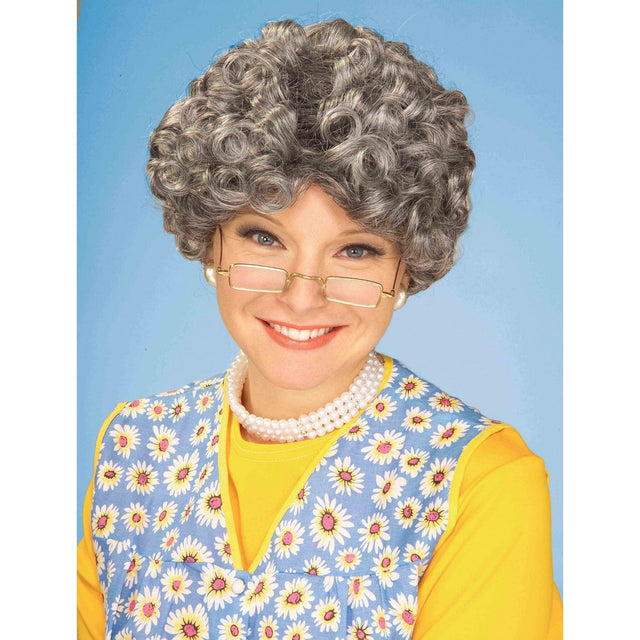 Curly Hair granny Wig Yo momma - Grey