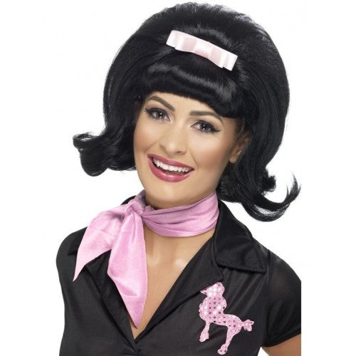 50s Wig Flicked Beehive Bob- Black