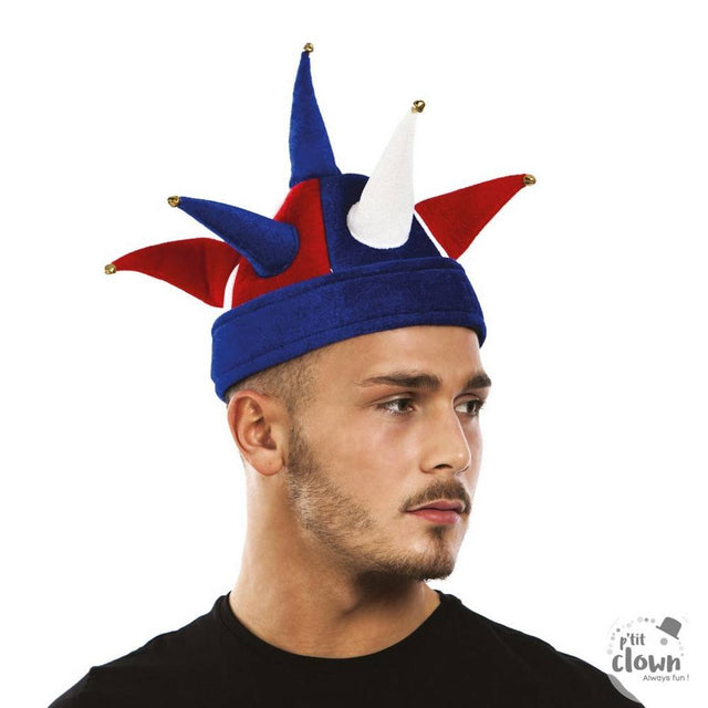 Fan adult jester hat - Blue White Red