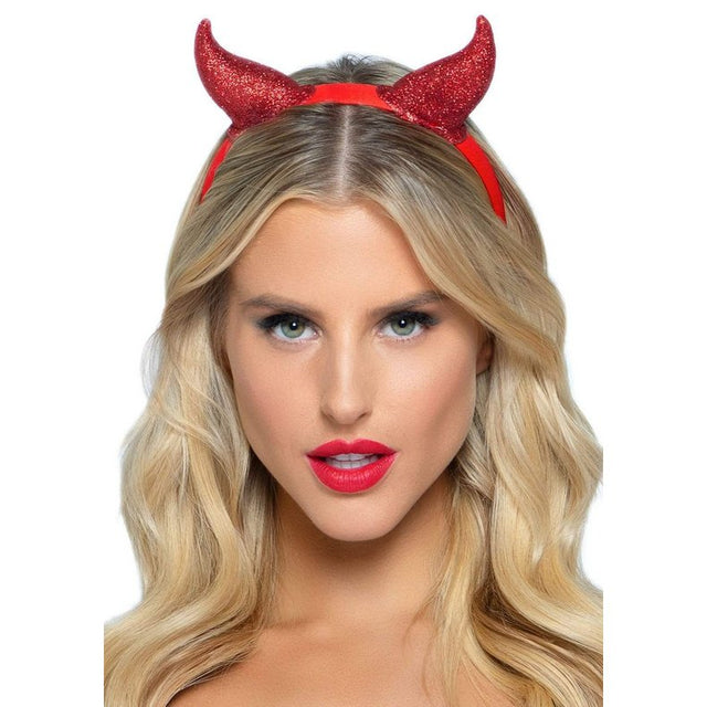 Devil Horns Headband with Red Glitter