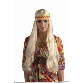 HIPPIE Chick WIG with Headband- Blonde