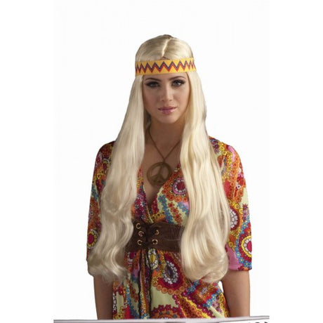 HIPPIE Chick WIG with Headband- Blonde