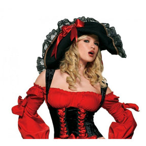 Women Swashbuckler Hat with Lace- One Size