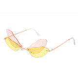 Small Double Dragonfly Wings Sunglasses Metal Women's - Assorted