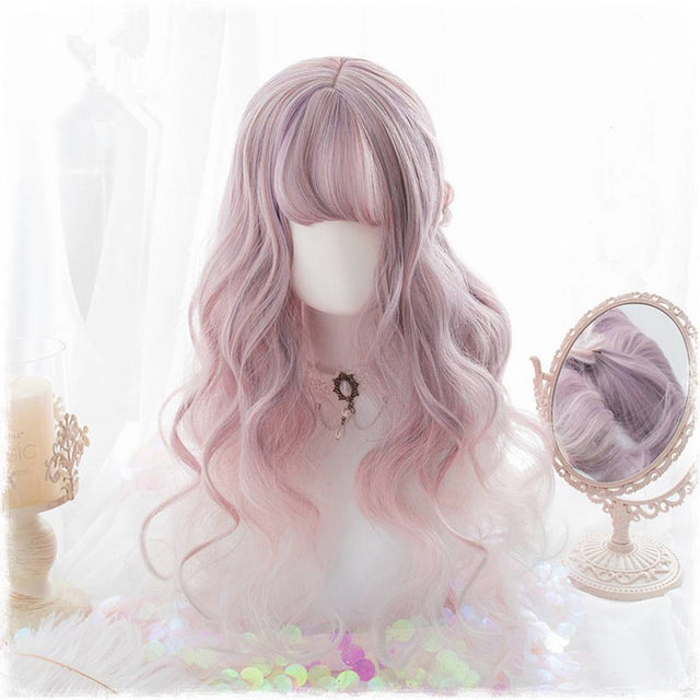 Long mixed pink purple lolita wig