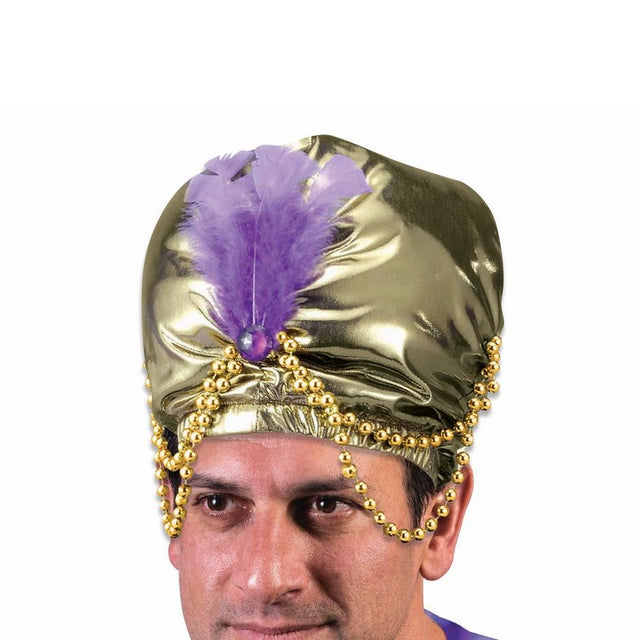 TURBAN with beads - Gold