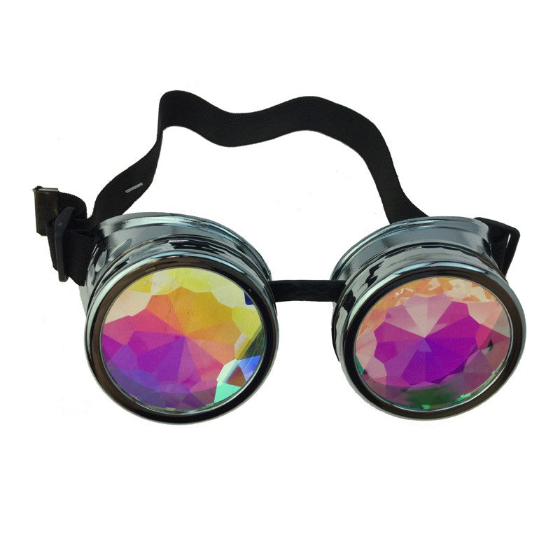 Steampunk silver goggles kaleidoscope lenses