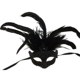 Venetian mask Black lace with feathers