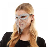 Rhinestone Silver Venetian Mask