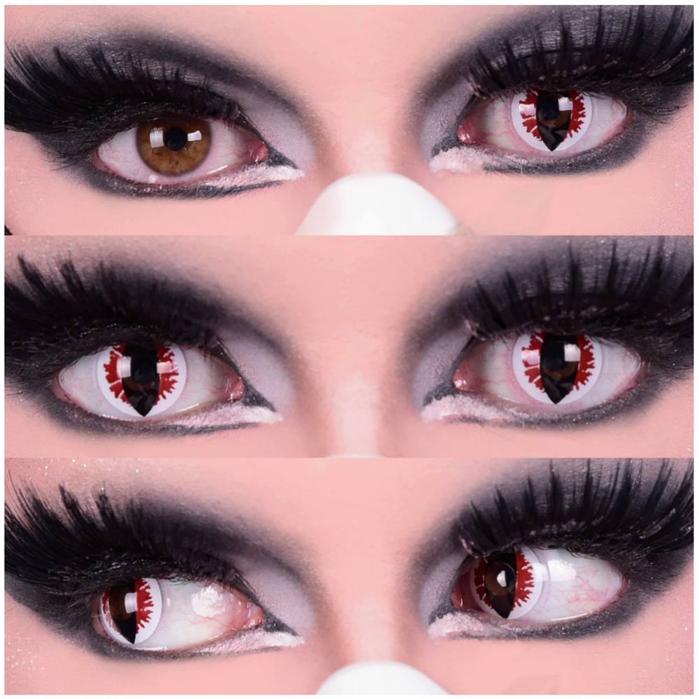 Devil Eye Contact Lenses- White, Red & Black cat eyes