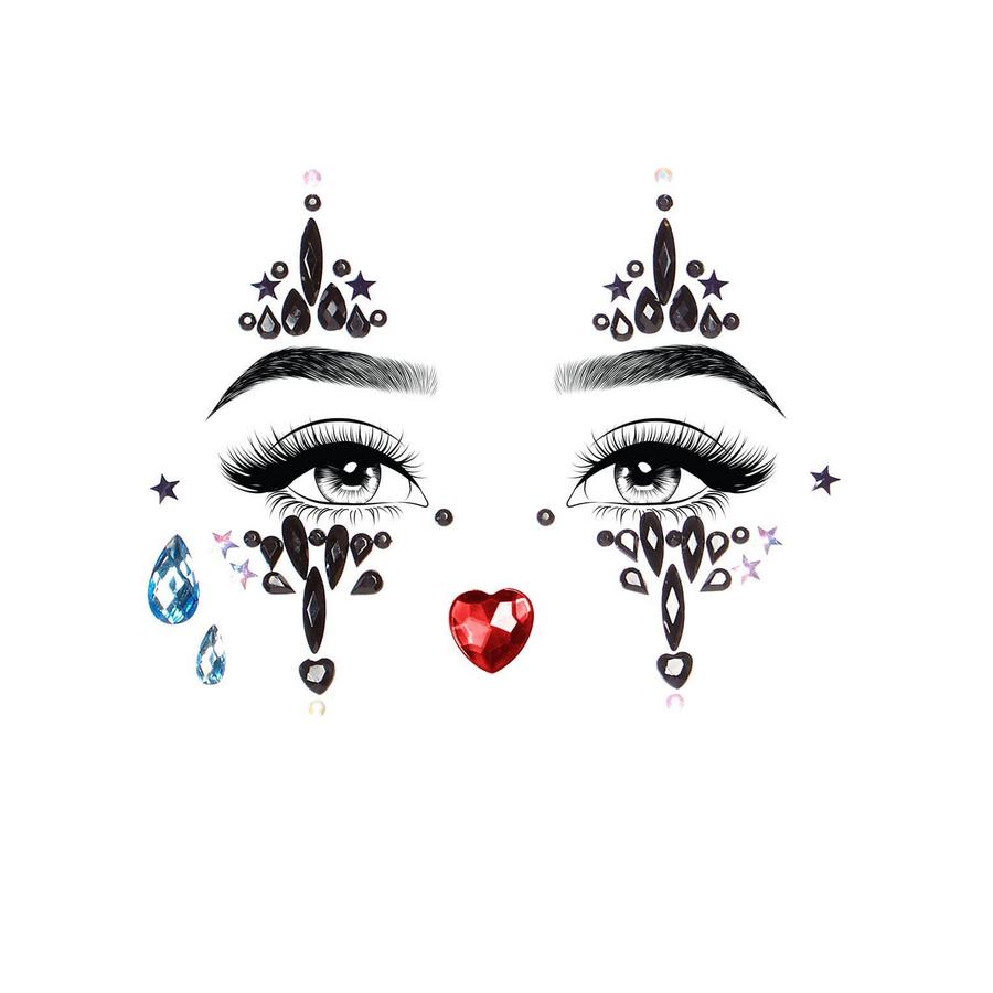 Harlequin Clown Face Jewels Stickers