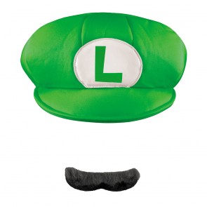 Luigi Adult Hat & Mustache One Size