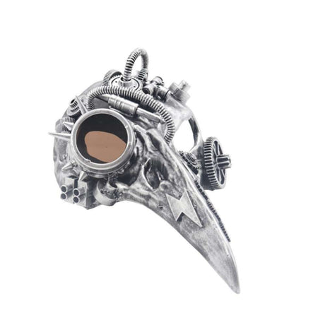 Steampunk bird mask with lens - Silver