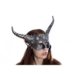 Horned faun floral half Mask-Silver