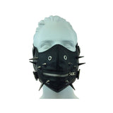 Leather mouth mask with spike and zip