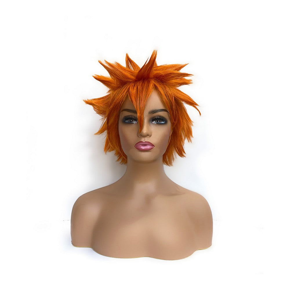 Short spike orange cosplay wig