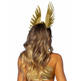 Golden Floral Feather Headband- Gold