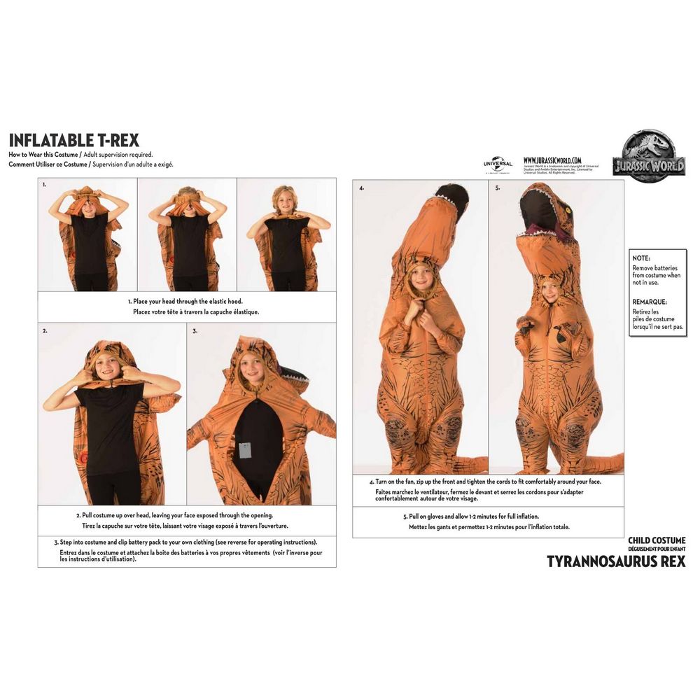 Inflatable Kids T-Rex Dinosaur Costume