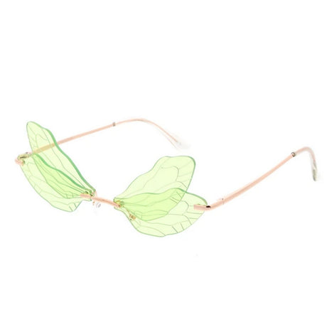 Small Double Dragonfly Wings Sunglasses Metal Women's - Assorted