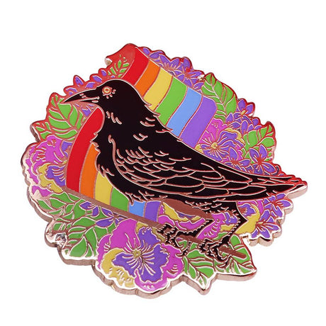 Pride flag and raven pin
