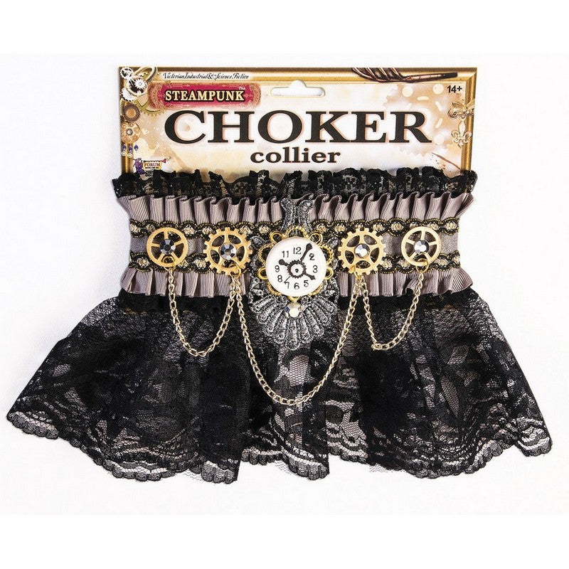 Steampunk choker with lace